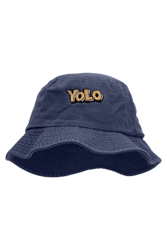YOLO Unisex Multipurpose Crushable Cotton Twill Bucket Hat - Navy M