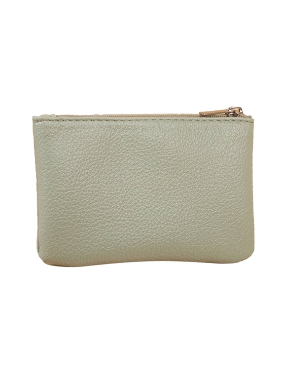 YOLOKE Lychee Pattern Zipper Coin Purse, Portable Change Wallet Slim Pouch for Men Women Credit Card,Coin Key Organizer Pouch Bag(Green)