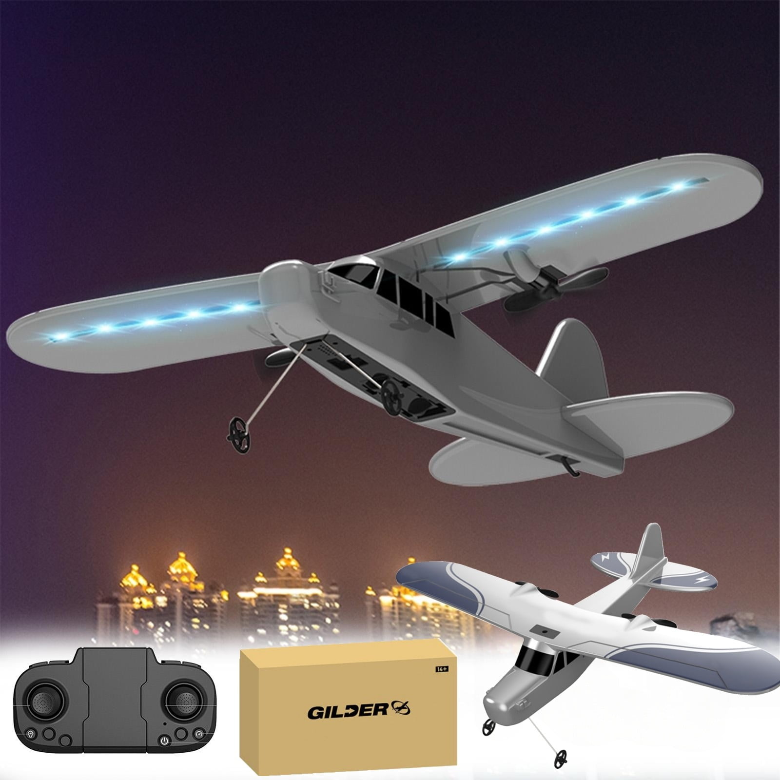 YOLOKE RC Airplane 2.4Ghz 2 Channel RC Plane Ready to Fly Durable EPP Foam DIY Remote Control Airplane Toy Built in Gyro Easy to Fly RC Aircraft for Beginners Kids and Adults