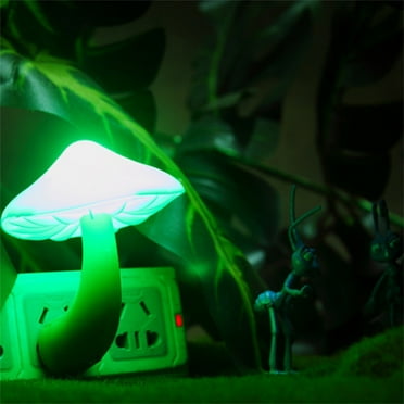 YOLOKE Sensor LED Night Lights for Adults Kids NightLight Cute Mushroom Night Light Plug in Wall Lamps for Bedroom, Bathroom,Toilet, Stairs, Kitchen, Hallway(Green)