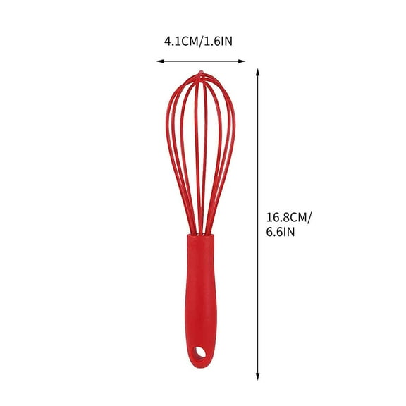 YOLOKE Silicone Whisk, Commercial Non-Scratch Balloon Wire Whisk for Cooking, Manual Egg Beater Milk Frother Coffee Whisks, for Blending, Whisking, Beating and Stirring(Red)