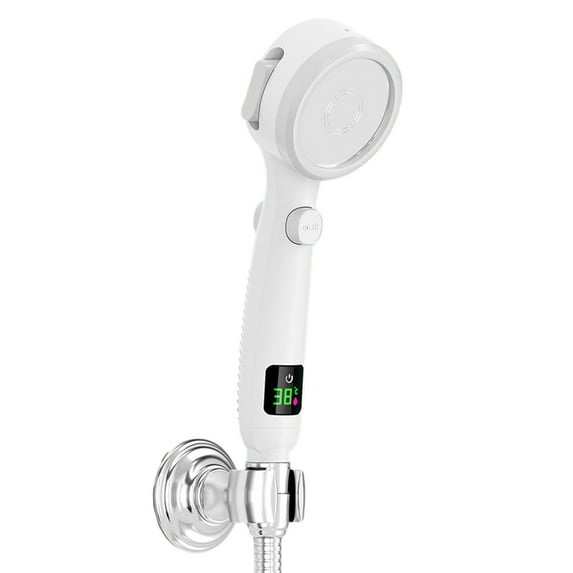 YOLOKE Turbocharged Shower Head with Water Heater Filter - 4 Bathing Modes and Intelligent Digital Display, One Pressurised Water Stop Function for an Elevated Home Bath Experience