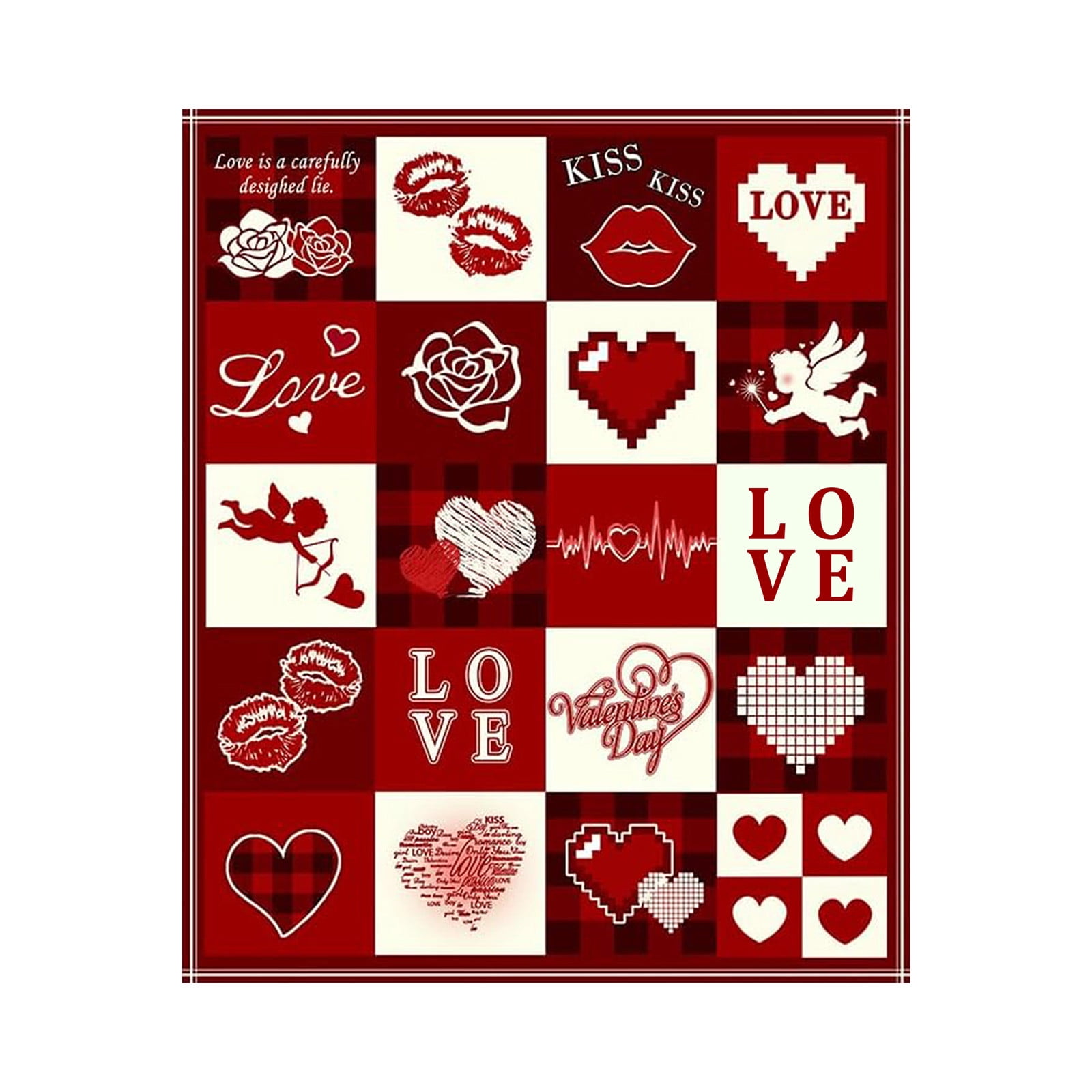 YOLOKE Valentines Day Throw Blanket Flannel Soft Red Lips Heart