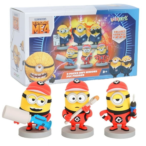 3PCS Minions Despicable Me 4 Toys,Minions Toys Gifts for Toddler Boys and Girls Age 3+, 3 Inch
