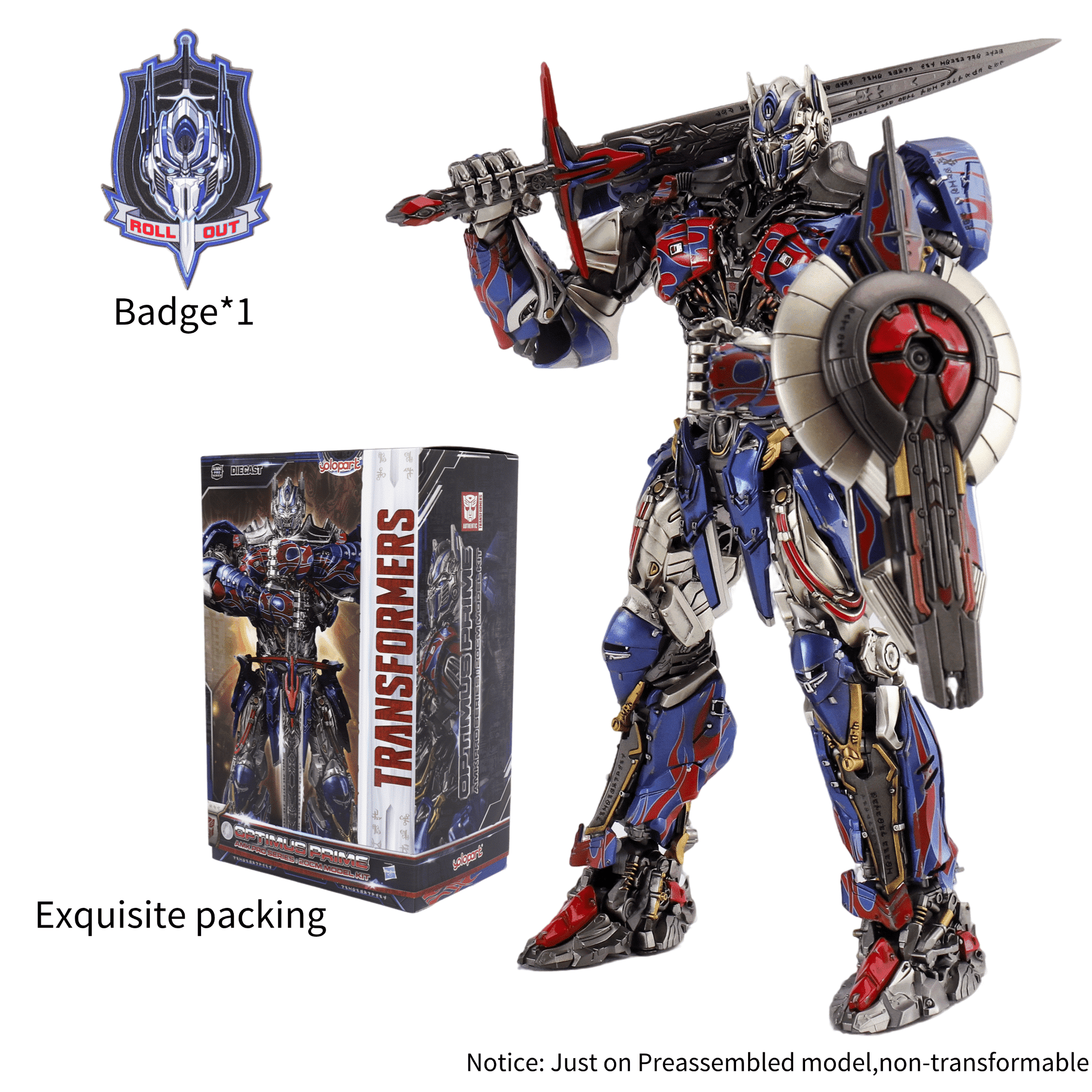 YOLOPARK Transformers: The Last Knight Optimus Prime with Upgraded Weaponry,Highly Articulated 7.87" Transformers Collectible Action Figure for Ages 15+,No Converting