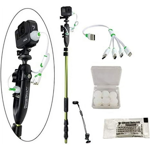 YOLOtek PowerStick 53" Super Bundle - Fishing Boat Mount With Constant Power. Works With All Model of GoPro & Other Action Camera - Veteran Owned