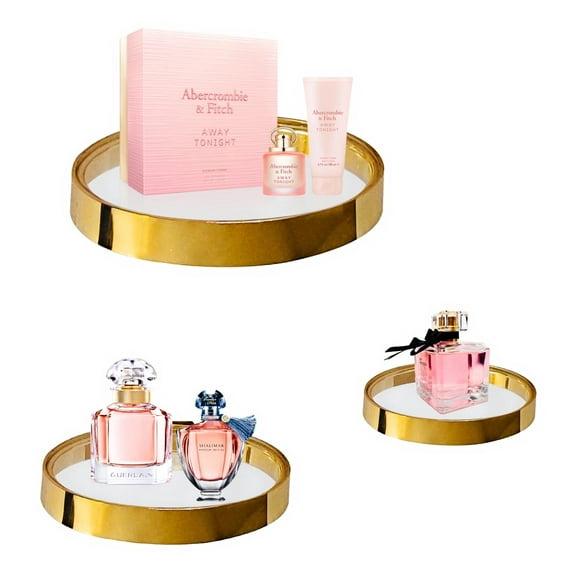 YOLS Small Floating Shelves - Wall Decor - Gold Metal Frame with Clear Acrylic - for Kitchen, Living Room, Bedroom, Bathroom, Includes Large 7.75 inch Medium 5.88inch Small 3.75 inch