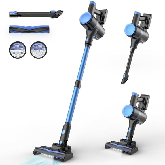 YOMA Cordless Vacuum Cleaner,25Kpa 40 Mins Runtime Lightweight Stick Vacuum,Self-Standing, Rechargeable Vacuum Cleaners for Pet Hair,Carpet,Hardwood Floor N8(Blue)