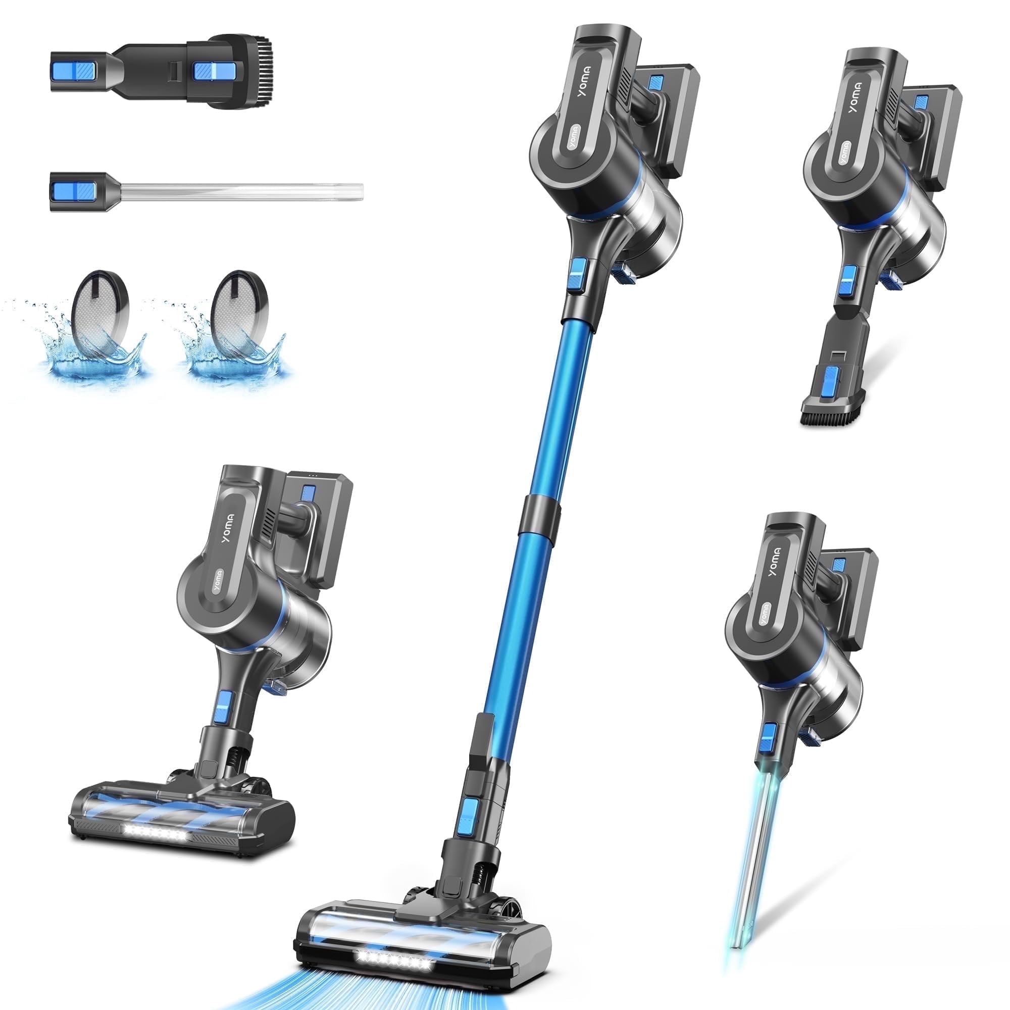 YOMATECH Cordless Vacuum Cleaner, 45Kpa/450W Powerful Stick Vacuum, 6 in 1 Lightweight Vacuum Cleaners for Home Hardfloor Carpet Pet Hair