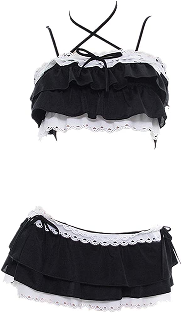 YOMORIO Womens Kawaii Japanese Ruffle Bikini Swimsuit Anime Cute Cat ...