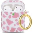 thumbnail image 1 of YOMPLOW Apple Cow Print Earbud Case with Keychain, Cow Pink, 1 of 7