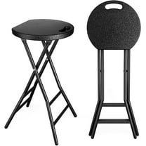 YOMT Folding Stools for Adults Portable, Backless 24 inch Folding Bar Stools, Heavy Duty Foldable Stools with Handle for Kitchen Counter Room Home Camping Indoor Outdoor, Set of 2