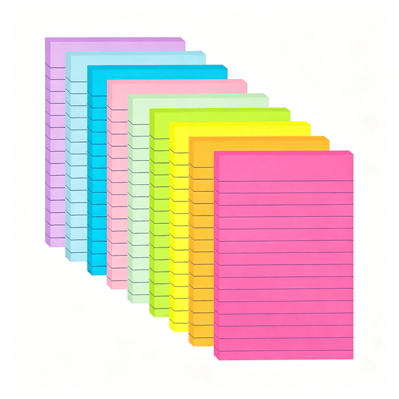 YOMTIB 9Pcs Lined Sticky Notes 4X6 in Post Sticky Notes with Lines,9 Bright Colors Self Sticky Notes Pad Its,Large Ruled Sticky Note for Office,Home,35 Sheets/Pad