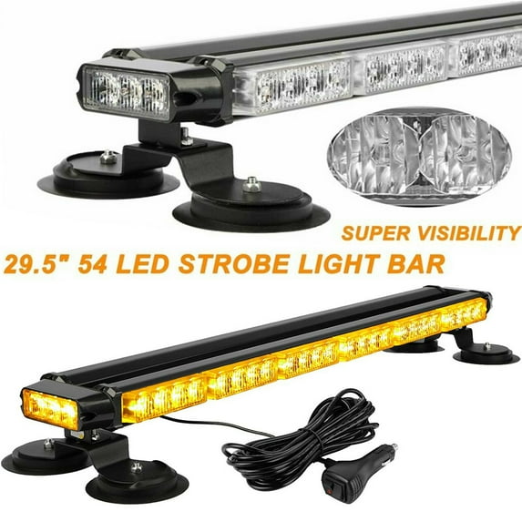 YOMTOVM 28" 54LED Amber Emergency Vehicle Strobe Light Bar Rooftop Double Side Warning Traffic Advisor, Amber