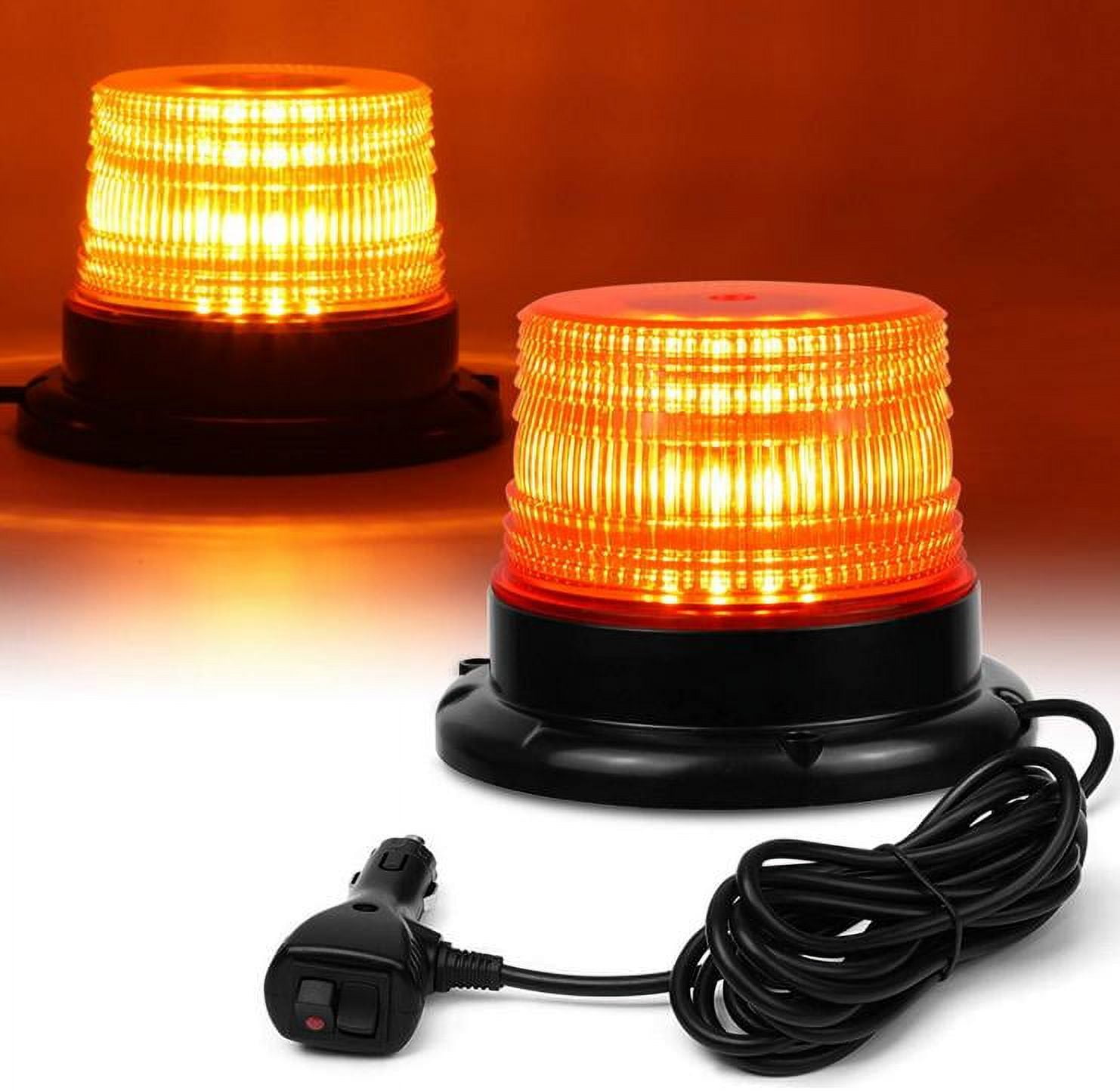YOMTOVM 40 LED Strobe Beacon Light, 12V-24V Amber Emergency Warning Safety  Flashing Beacon Light with Magnetic and 16 ft Straight Cord for Vehicle