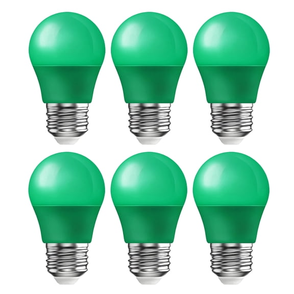 YOMUZ A15 Green LED Light Bulbs, 5W (40W Equivalent), E26 Medium Base, CRI80+ 480LM, Flicker-Free, Indoor Outdoor Holiday Party Home Decoration, 6 Pack