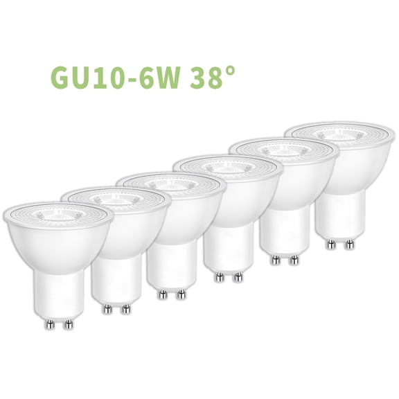YOMUZ GU10 LED Spotlight Bulbs,5000K Daylight White,6W(50W Equivalent) 460LM, 38°Narrow Beam, Not Dimmable, Flicker-Free CRI80+, 110V for Kitchen Hallway Track Recessed Lighting (6 Pack)