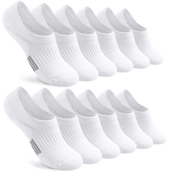 YOMYM Womens Athletic No Show Socks Low Cut Non-Slip Thin Liner Socks Invisible Hidden Socks for Flats, White