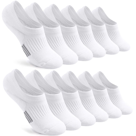 YOMYM Womens Athletic No Show Socks Low Cut Non-Slip Thin Liner Socks Invisible Hidden Socks for Flats, White