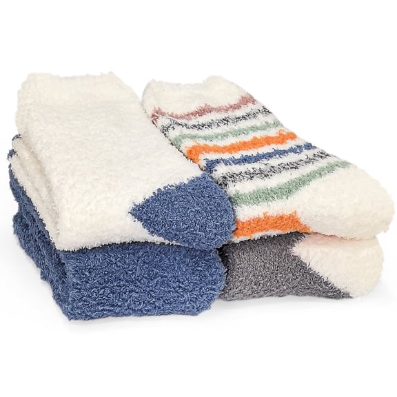 YOMYM 4 Pairs Fuzzy Cozy for Womens Fluffy Cozy Winter Warm Fuzzy Crew Socks