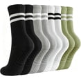 thumbnail image 1 of YOMYM 4 Pairs Non Slip Pilates Socks with Grips for Women, Crew Grip Socks for Yoga, Barre, Hospital, Barefoot Workout, 1 of 7