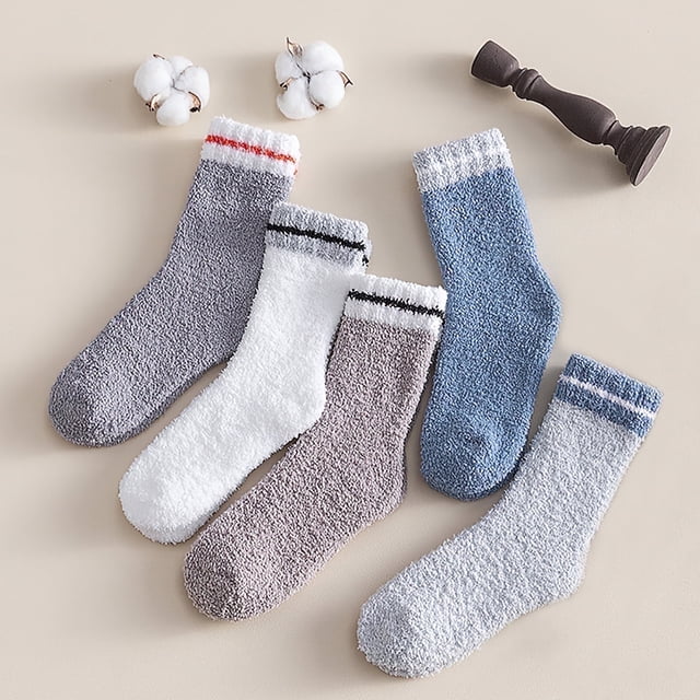YOMYM 5 Pairs Fuzzy Socks for Women Winter Warm Socks Cozy Crew Soft Fluzzy Socks for Girl