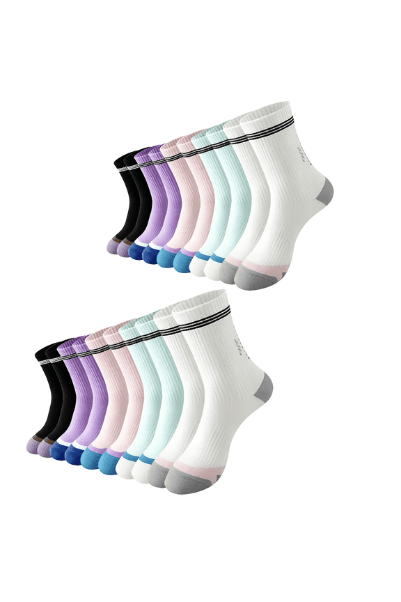 Womens Cushioned Athletic Running Crew Socks Breathable Wicking Comfort Hiking Socks 10 Pairs