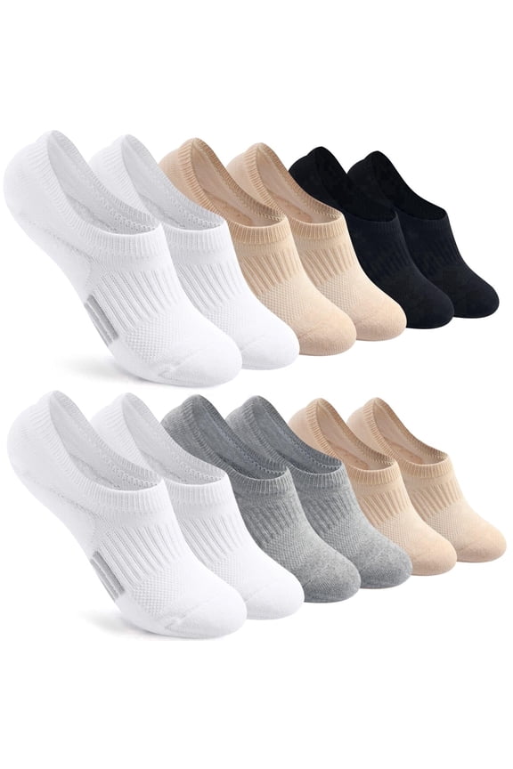 6 Pairs No Show Socks Womens Cushioned Low Cut Athletic Hidden Liner for Sneakers Ankle Running Socks