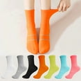 thumbnail image 1 of YOMYM Womens Crew Cushioned Cotton Wicking Hiking Athletic Running Socks 7 Pairs, 1 of 8
