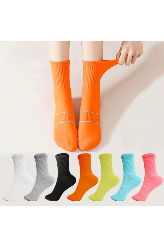 Womens Crew Cushioned Cotton Wicking Hiking Athletic Running Socks 7 Pairs