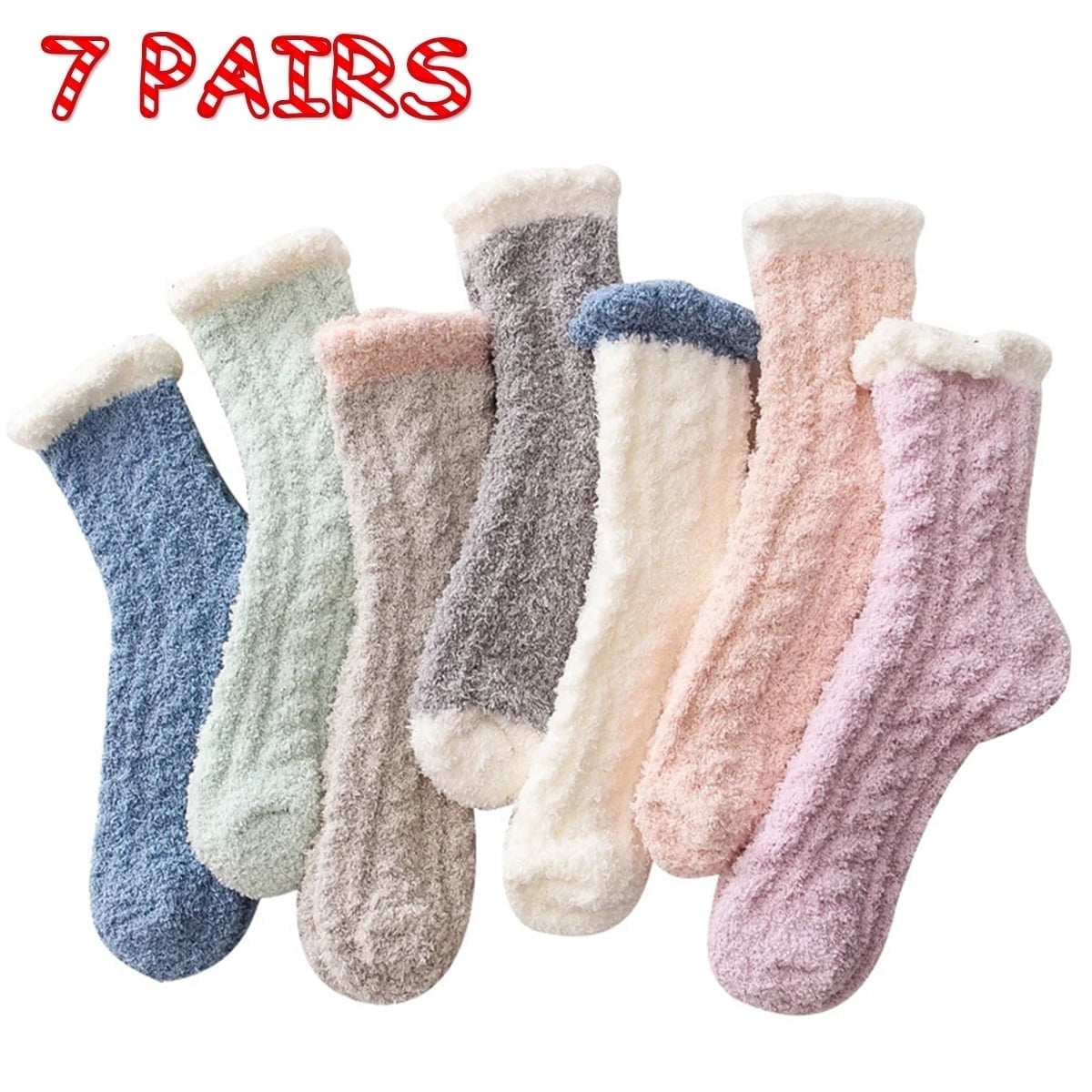 Walmart Black Friday Deals 2025 - YOMYM 7 Pairs Fuzzy Socks for Women Cozy Fluffy Winter Slipper Warm Socks