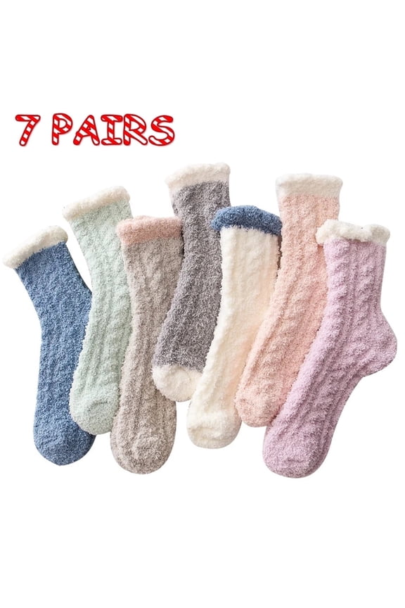 7 Pairs Fuzzy Socks for Women Cozy Fluffy Winter Slipper Warm Socks