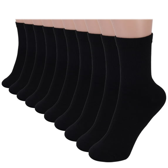 YOMYM Women Cotton Crew Socks, Soft Cotton Bootie Socks Women Above Ankle Crew Socks 8 Pairs, Black