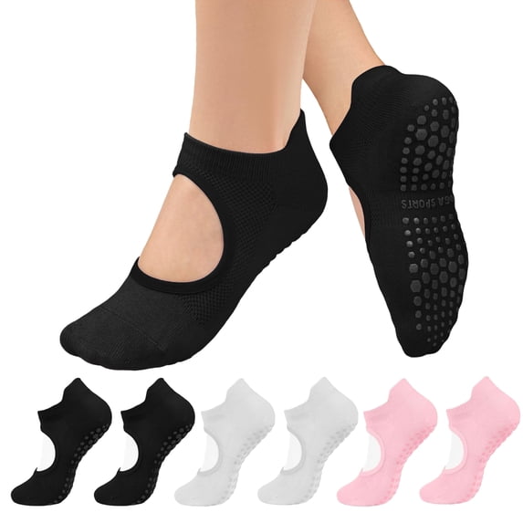 YOMYM Yoga Socks Non Slip Skid Socks with Grips Pilates Ballet Barre Socks for Women