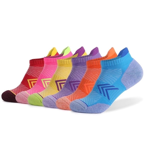 YOMYM Athletic Running Ankle Socks, Low Cut Cushioned Compression Sports Socks Women 6 Pairs