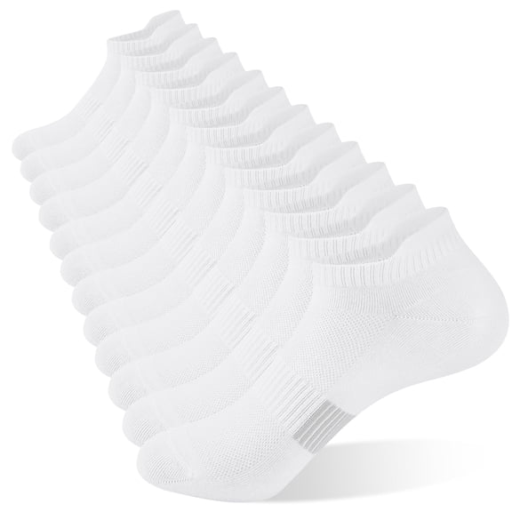 YOMYM White Athletic Ankle Socks Breathable Low Cut Running Socks with Arch Support Cushioned