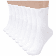 thumbnail image 1 of YOMYM 8 Pairs Women's Cotton Crew Socks Soft Athletic Cushioned Above Ankle Sock, White, 1 of 8