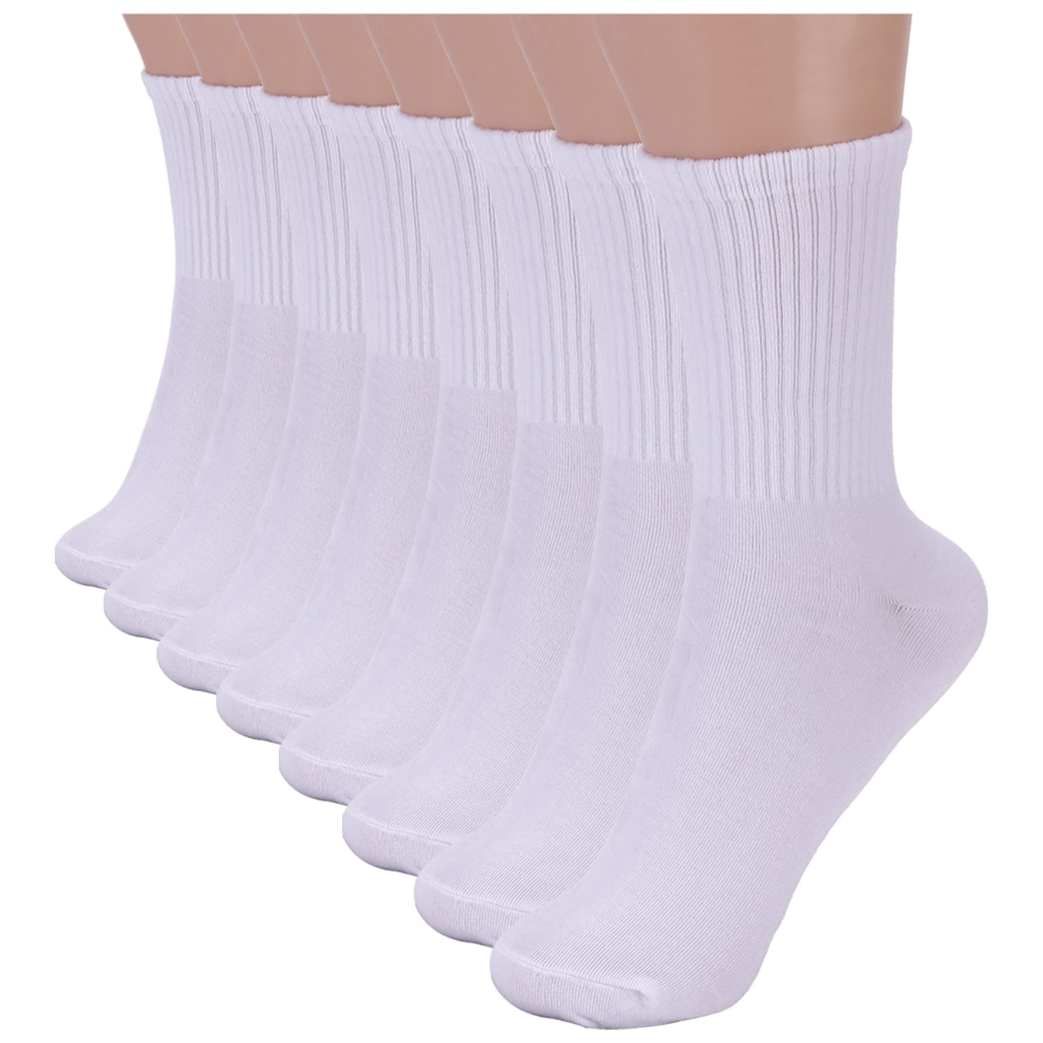 Women Casual Calf Socks - Cotton Crew Socks, Soft Athletic Cushioned Above Ankle Sock 8 Pairs