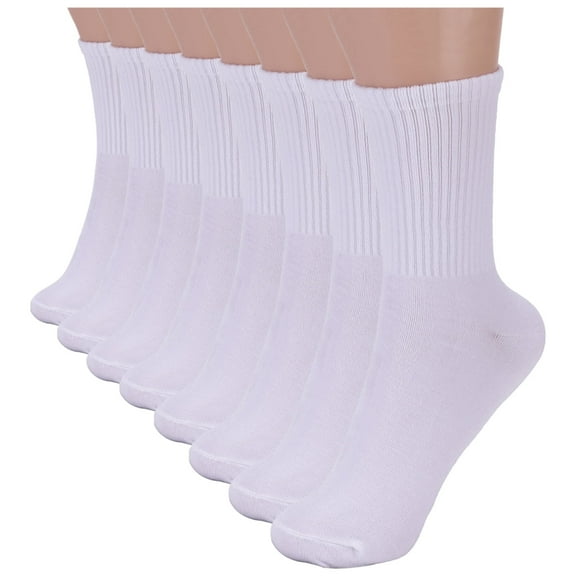 YOMYM Women Casual Calf Socks - Cotton Crew Socks, Soft Athletic Cushioned Above Ankle Sock 8 Pairs