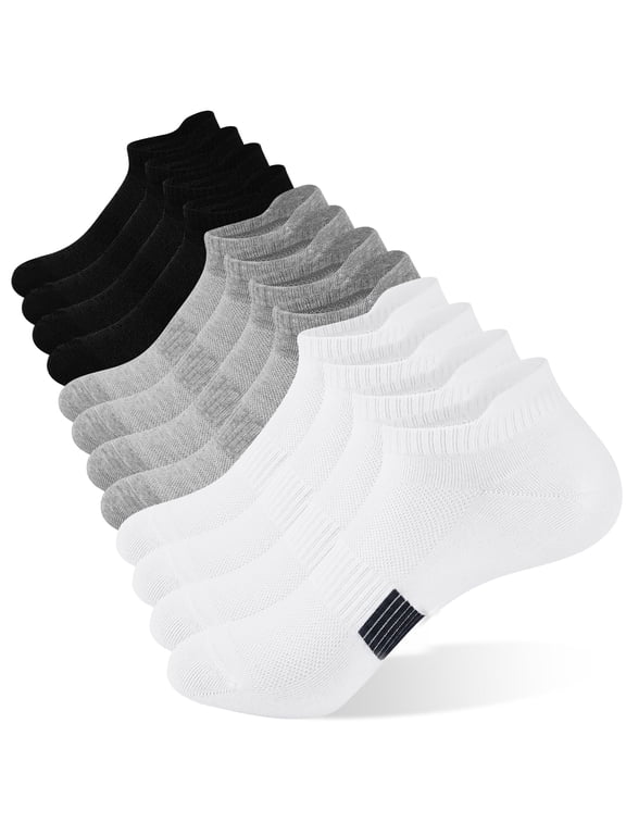 6 Pairs Ankle Socks for Women, Athletic Running Socks Cotton Low Cut Tennis Sports Tab Sock Size 6-11