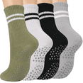 thumbnail image 1 of YOMYM 4 Pairs Non Slip Pilates Socks with Grips for Women, Crew Grip Socks for Yoga, Barre, Hospital, Barefoot Workout, 1 of 7