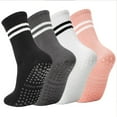 thumbnail image 1 of YOMYM 4 Pairs Grip Socks Pilates Socks for Women, NonSlip Yoga Socks with Grips for Barre Hospital Sticky Slipper Crew Socks, 1 of 7