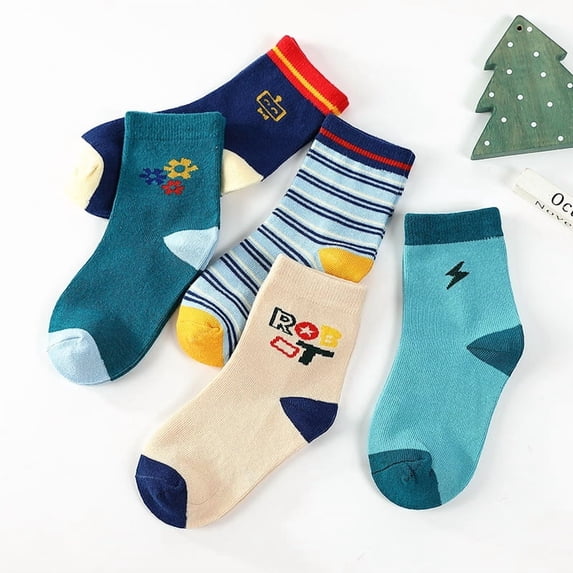 YOMYM Boys Socks Crew Kids Socks , Durable Cotton Half-Cushioned Calf Socks, Stocking Stuffers