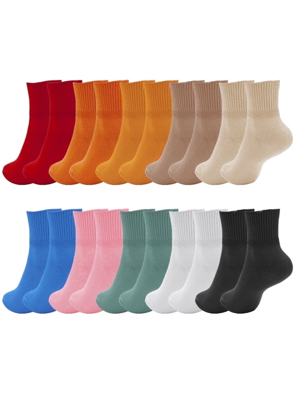 Women Ankle Socks 10 Pairs, Low Cut Cotton Casual Socks Breathable Lightweight for Women Size 5-9