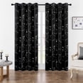 thumbnail image 1 of YONACYFO Black 52W x 84L Silver Cycle Foil Print Grommet Blackout Curtains for Living Room, 2 Panels, 1 of 6