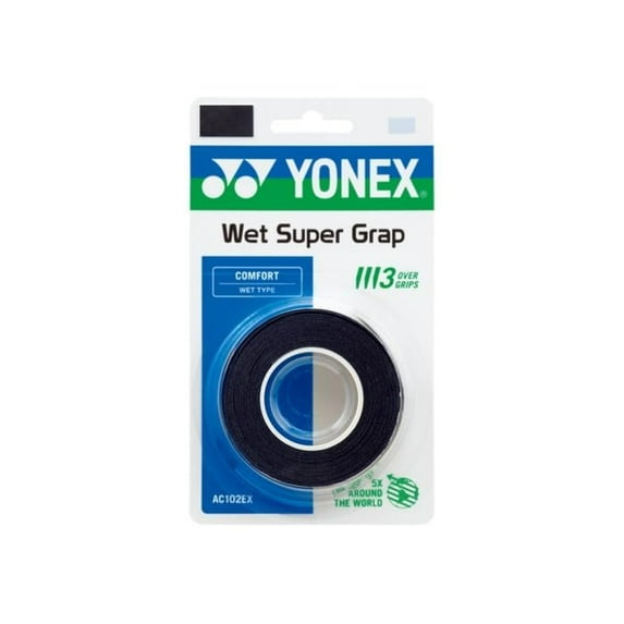YONEX Wet GRAP 3-Pack: Absorbent & Durable Overgrip Assorted Colors Black