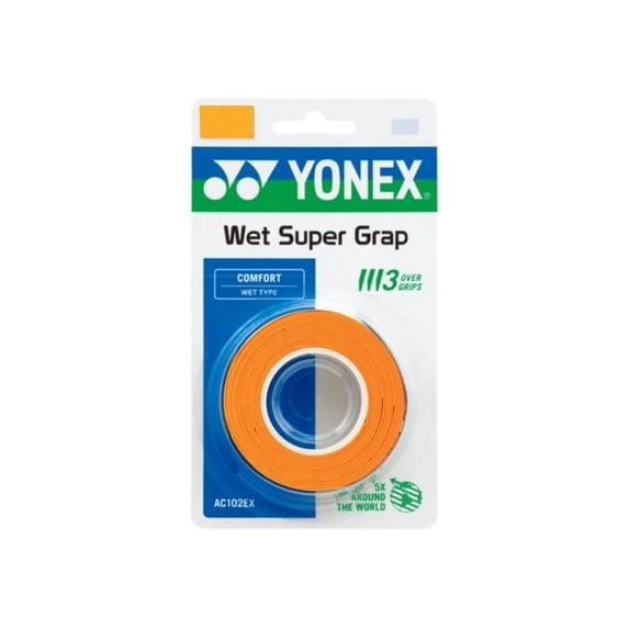 YONEX Wet GRAP 3-Pack: Absorbent & Durable Overgrip Assorted Colors Orange