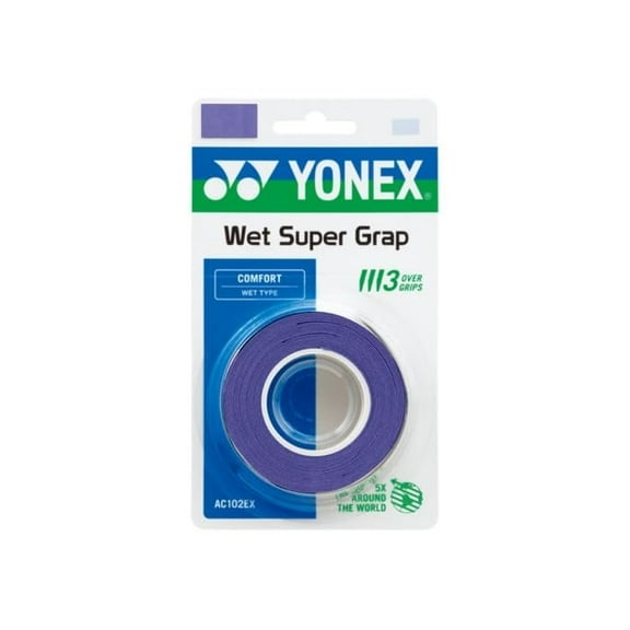 YONEX Wet GRAP 3-Pack: Absorbent & Durable Overgrip Assorted Colors Purple