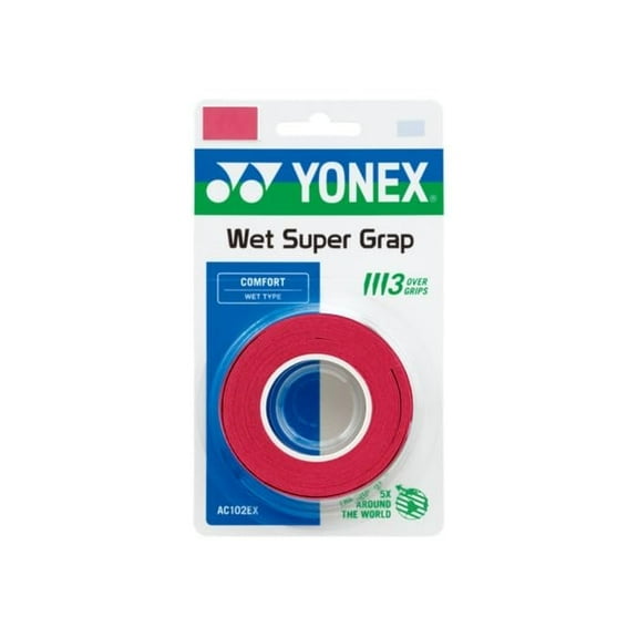 YONEX Wet GRAP 3-Pack: Absorbent & Durable Overgrip Assorted Colors RED