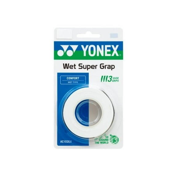 YONEX Wet GRAP 3-Pack: Absorbent & Durable Overgrip Assorted Colors White